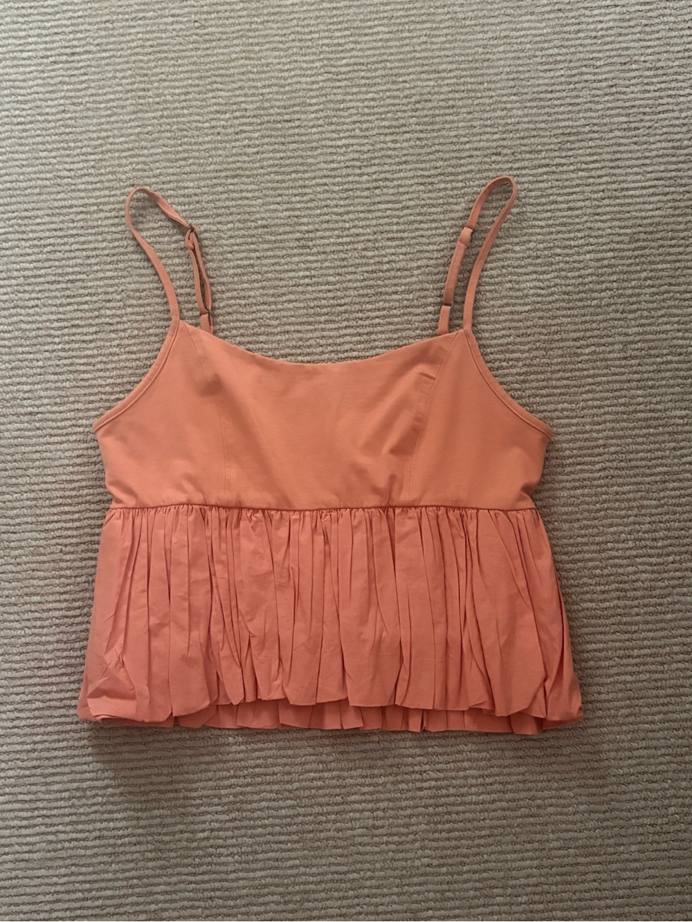 Anthropologie Peach Ruffled Spaghetti Strap Camisole